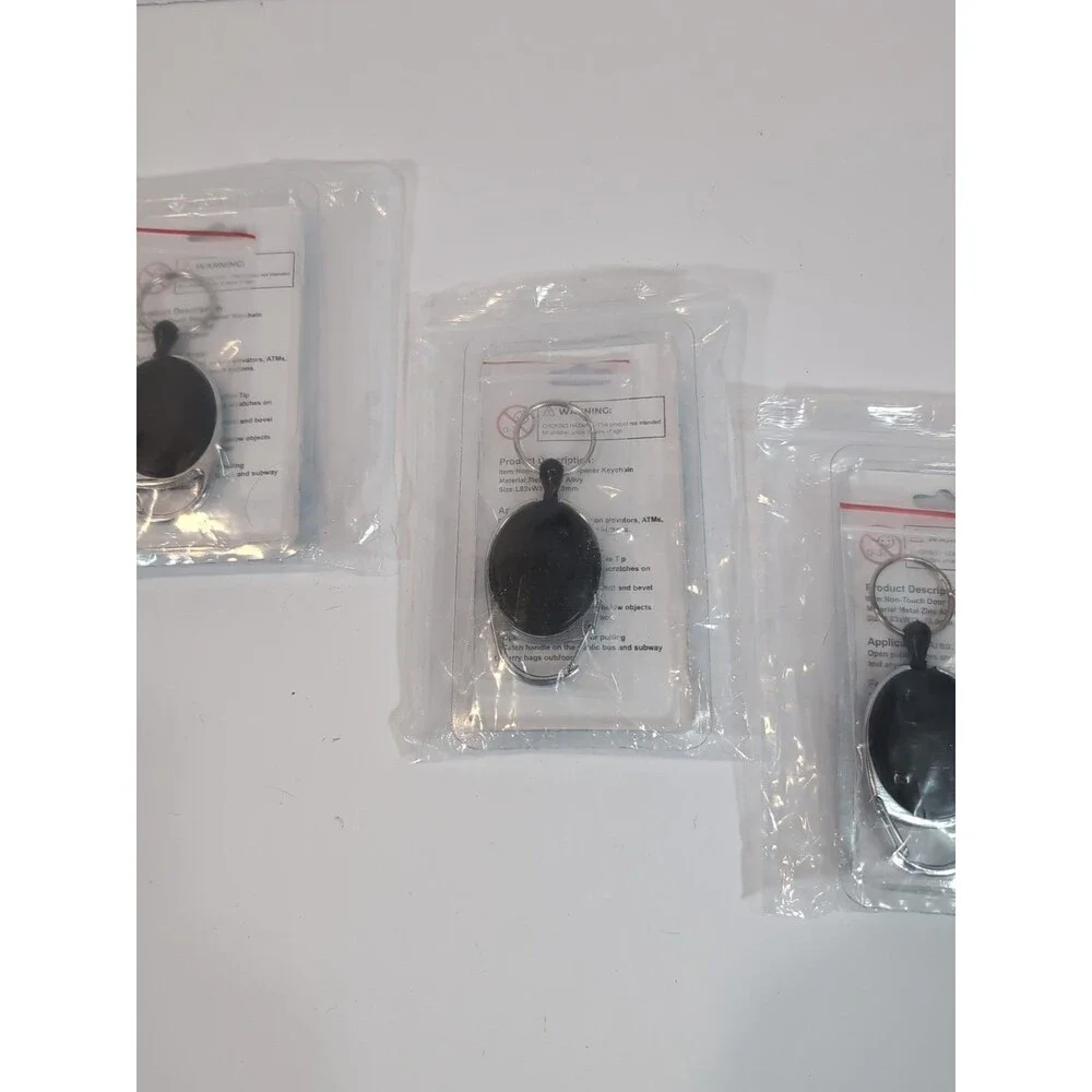 4x Lot No Touch Door Opener Tool And Retractable Keychain Zinc Alloy Silicone